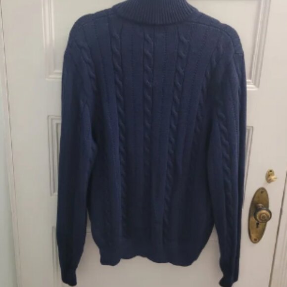 Ralph Lauren Polo Golf Navy Blue Cable Knit Sweater XL Cotton Silk Cashmere - Picture 3 of 7